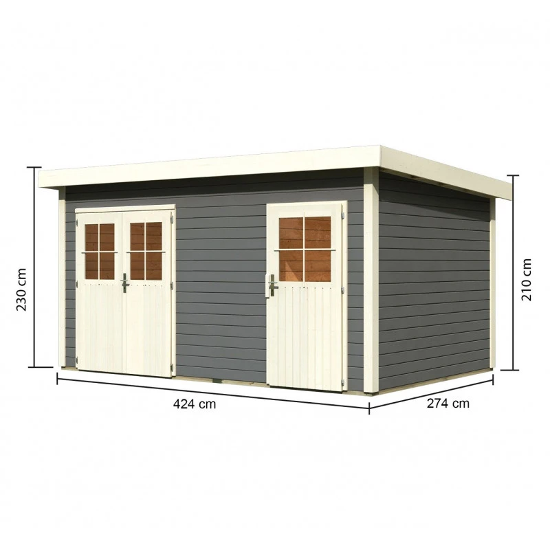 Abri De Jardin En Bois Massif Gris Terre 11,62m² Avec Cloison Intérieure Mattrup – Karibu – Image 2