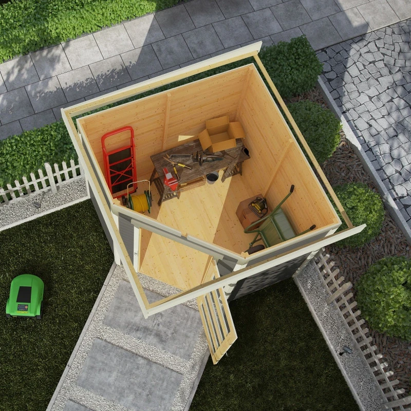 Abri De Jardin En Bois Massif Gris Terre 4,62m² Schwandorf 3 – Karibu – Image 2