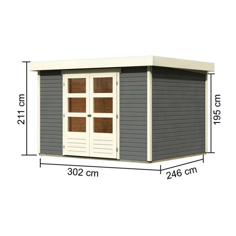 Abri De Jardin En Bois Massif Gris Terre 7,43m² Askola 5 - Karibu – Image 2