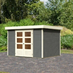 Abri De Jardin En Bois Massif Gris Terre 7,43m² Askola 5 - Karibu