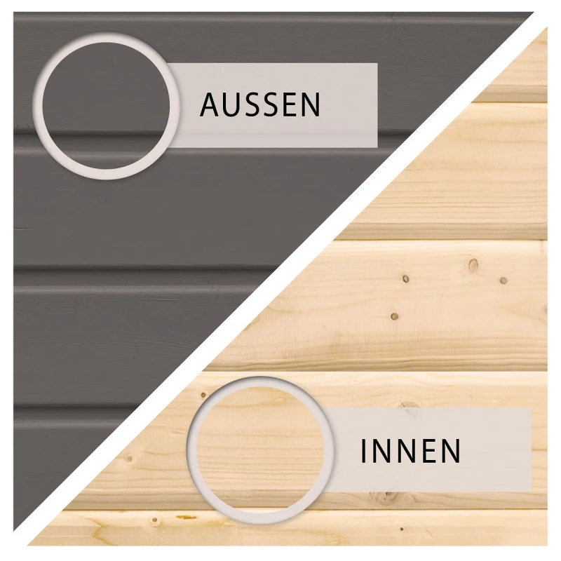 Abri De Jardin En Bois Massif Gris Terre 8,88m² Kandern 7 Avec Appentis 320cm Et Paroi Arrière – Karibu – Image 5
