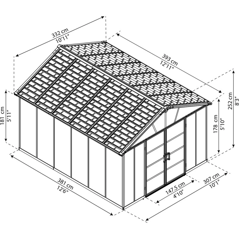 Abri De Jardin En Polycarbonate 11,7m² Sans Plancher YUKON - Palram - Canopia – Image 3