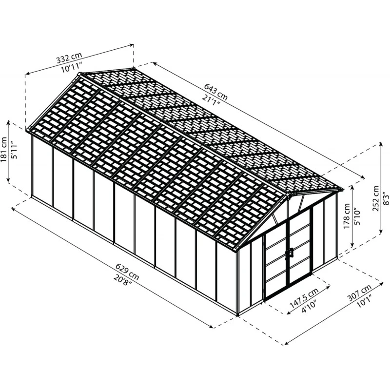 Abri De Jardin En Polycarbonate 21,3m² Sans Plancher YUKON - Palram - Canopia – Image 3