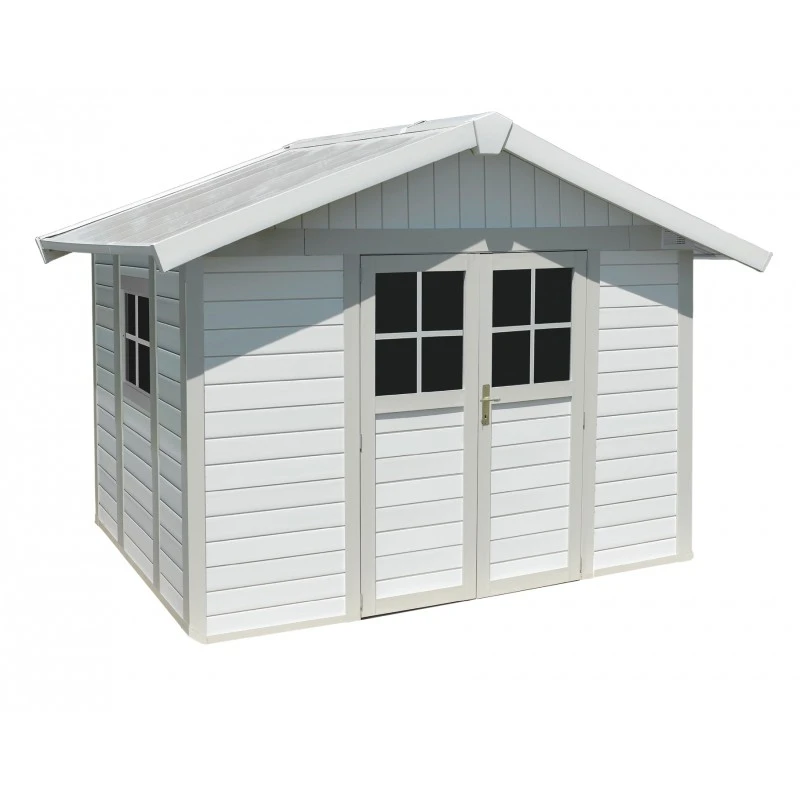 Abri De Jardin En PVC 7,5m² DECO Blanc Et Gris Vert Grosfillex + Kit Ancrage Offert – Image 2