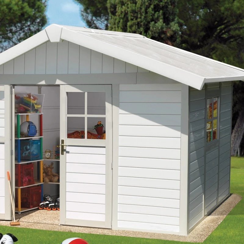 Abri De Jardin En PVC 7,5m² DECO Blanc Et Gris Vert Grosfillex + Kit Ancrage Offert – Image 3