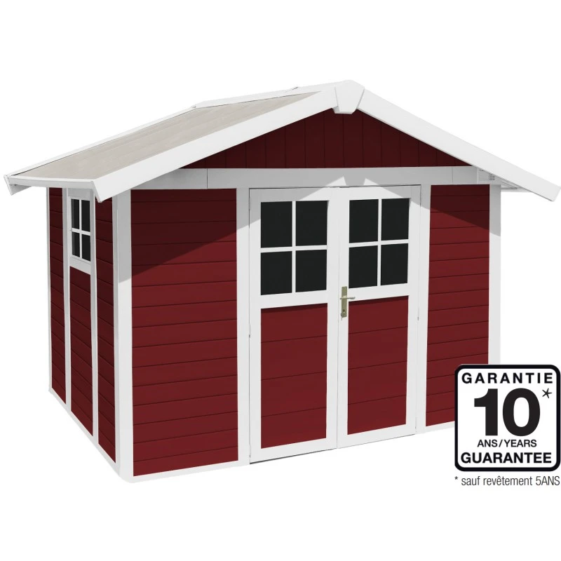 Abri De Jardin En PVC 7,5m² DECO Rouge Et Blanc Grosfillex + Kit Ancrage Offert – Image 2
