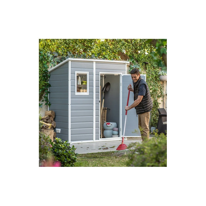 Abri De Jardin En Résine 2,06m² Monopente + Plancher Gris Keter