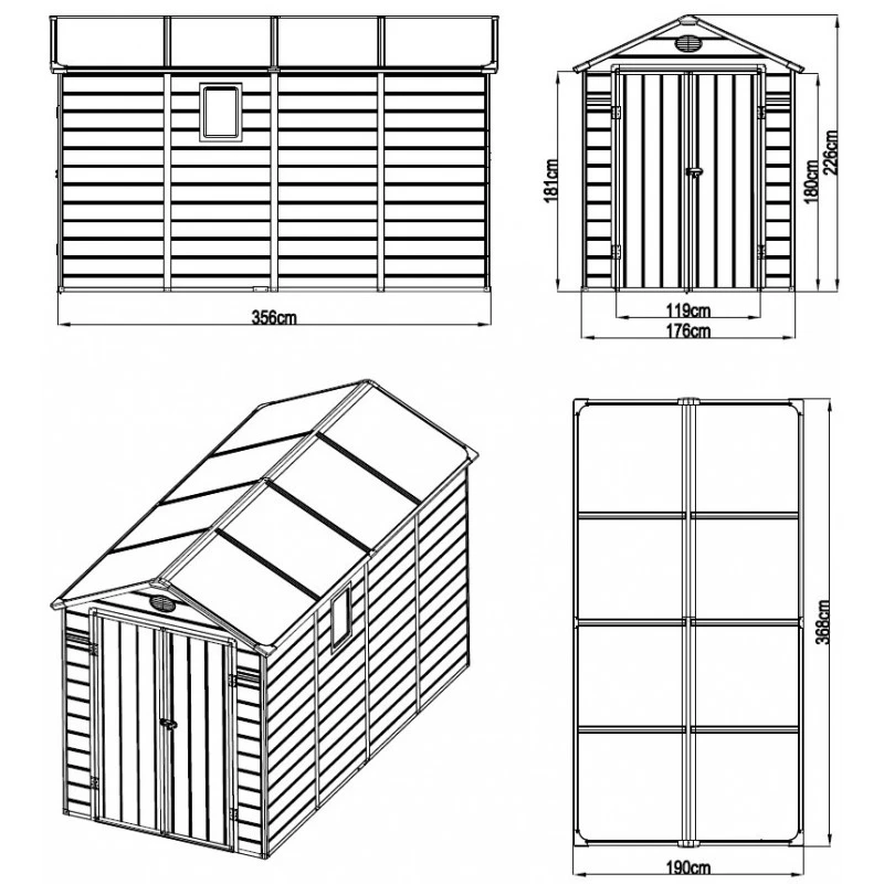 Abri De Jardin En Résine Beige 6,99m² + Kit De Fondation - JOBU – Image 2