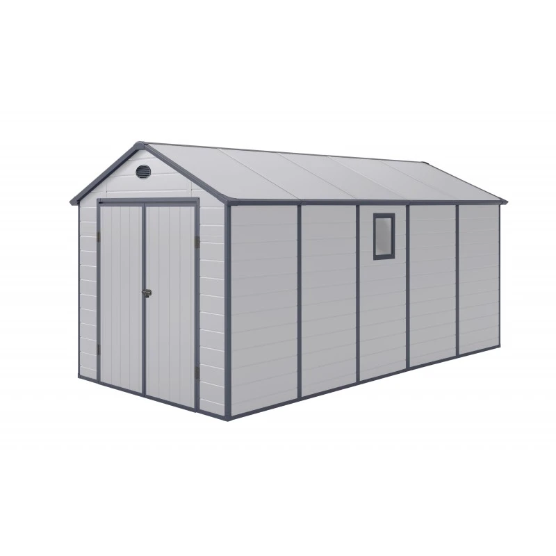 Abri De Jardin En Résine Gris 11m² + Kit De Fondation - JOBU