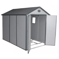 Abri De Jardin En Résine Gris 5,32m² + Kit De Fondation - JOBU