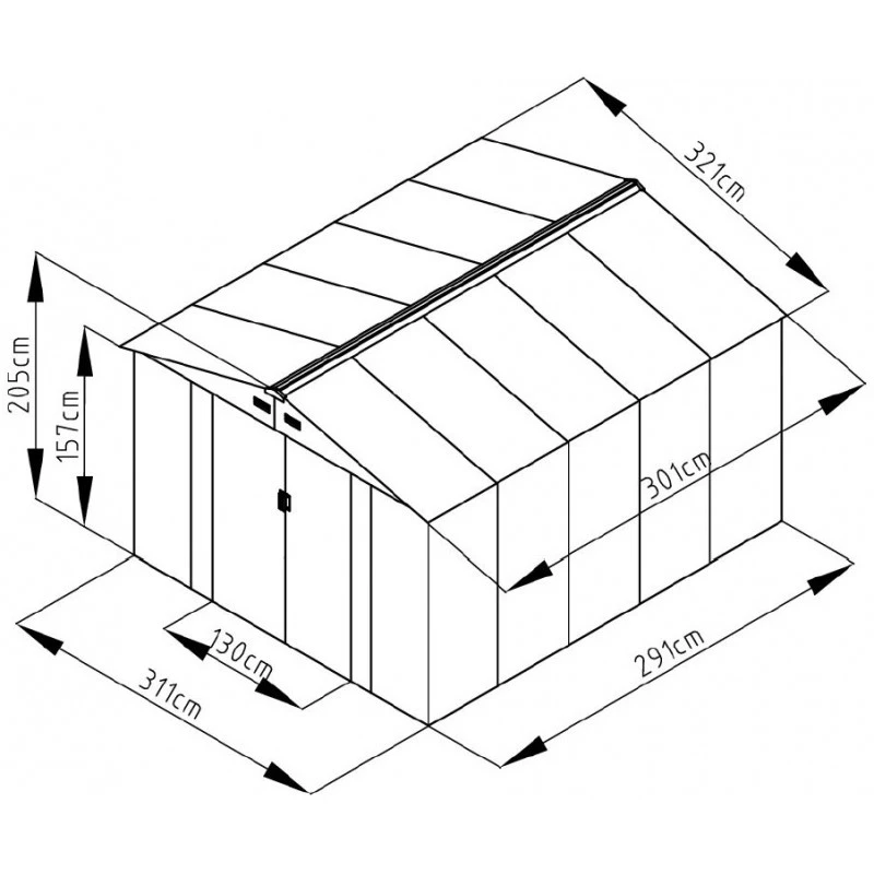 Abri De Jardin Métal 9,66m² Imitation Bois Vieilli – Image 3