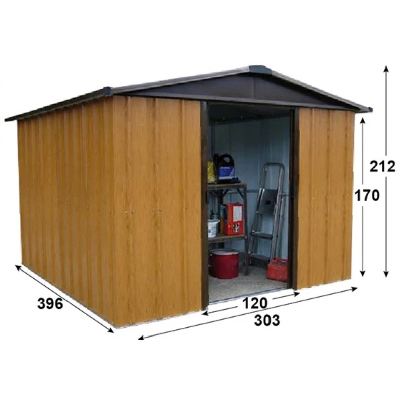 Abri De Jardin Métal Aspect Bois Et Marron 12m² + Kit D'ancrage Inclus - YARDMASTER – Image 3