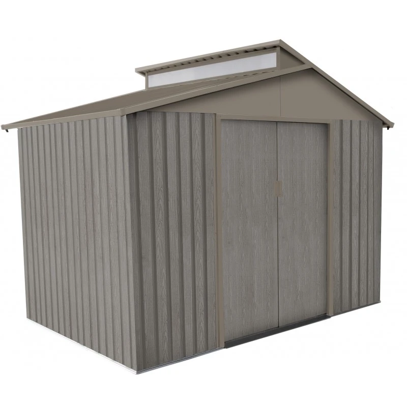 Abri De Jardin Métal Avec Puit De Lumière 5,44m² Imitation Bois Vieilli – Image 4