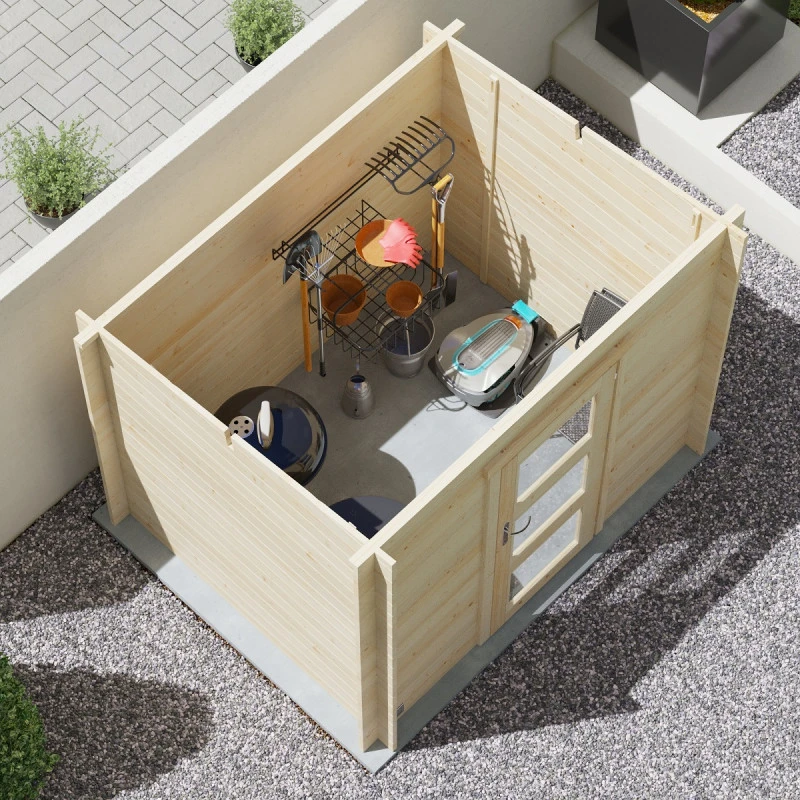 Abri De Jardin Monopente En Bois Massif 4,9m² JUNO MODERN – Madriers 19mm – Forest Style – Image 4