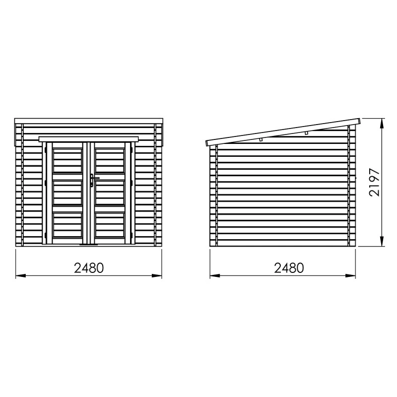 Abri De Jardin Monopente En Bois Massif 6,2m² ITURY – Madriers 19mm – Forest Style – Image 3