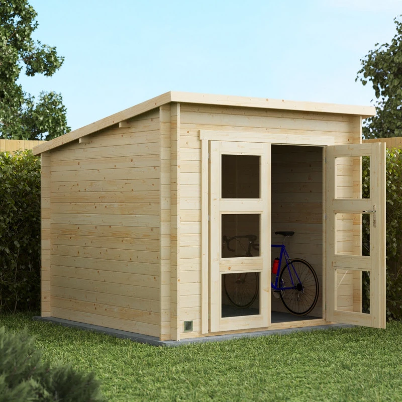 Abri De Jardin Monopente En Bois Massif 6,2m² ITURY – Madriers 19mm – Forest Style – Image 4