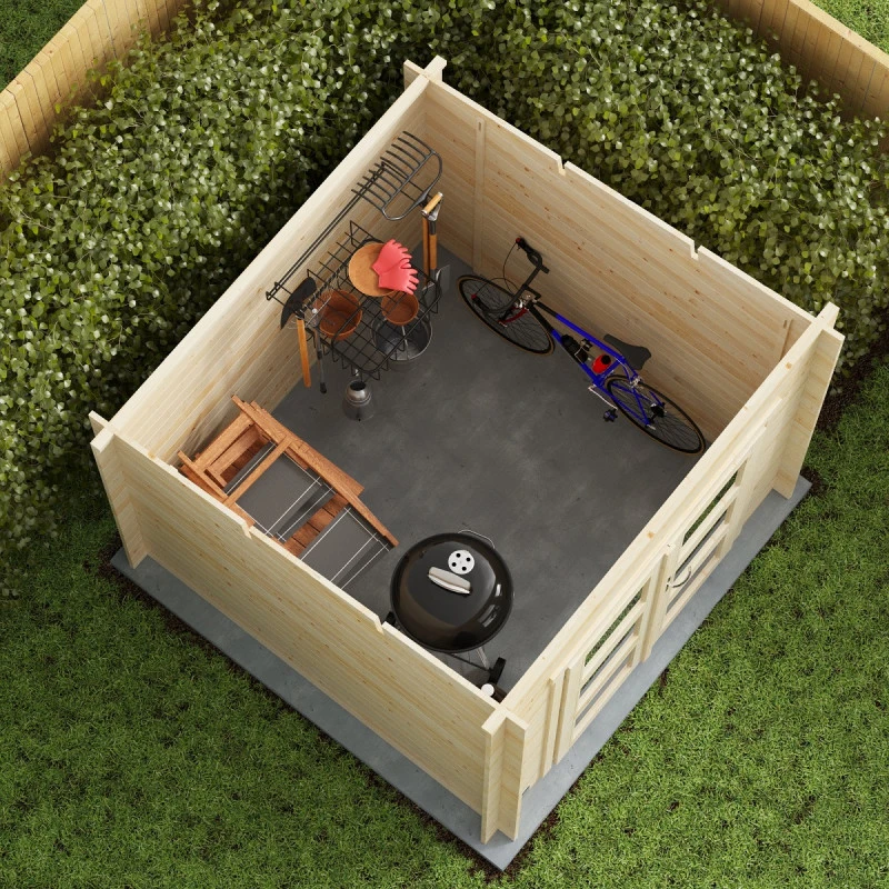 Abri De Jardin Monopente En Bois Massif 6,2m² ITURY – Madriers 19mm – Forest Style – Image 5