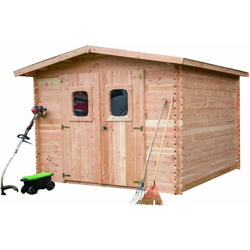 Abri En Madriers Douglas 28mm DOMMAR 10,89m² + Couverture Onduline - HABRITA – Image 3