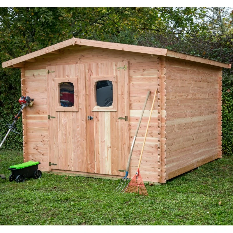 Abri En Madriers Douglas 28mm DOMMAR 10,89m² + Couverture Onduline - HABRITA – Image 5