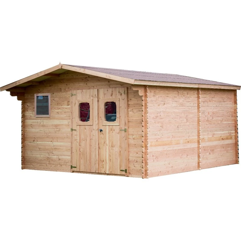 Abri En Madriers Douglas 28mm DOMMAR 23,14m² + Couverture Onduline - HABRITA – Image 2