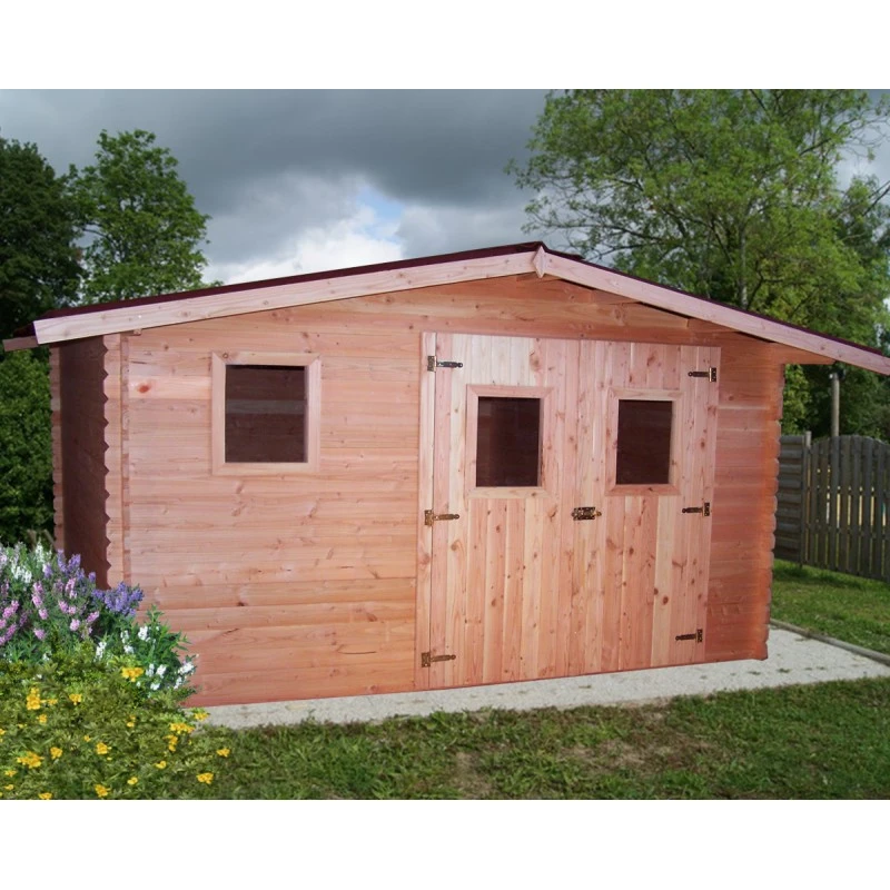 Abri En Bois 12,89m² DUBLIN En Madriers Douglas 28mm + Couverture Onduline - HABRITA