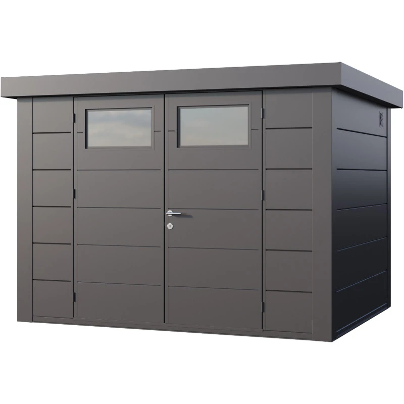 Abri En Acier Galvanisé Gris Anthracite 7,1m² Avec Double Porte Eleganto 3024 Telluria