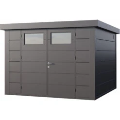 Abri En Acier Galvanisé Gris Anthracite 8,9m² Avec Double Porte Eleganto 3030 Telluria