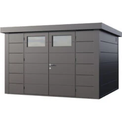 Abri En Acier Galvanisé Gris Anthracite 9,8m² Avec Double Porte Eleganto 3330 Telluria