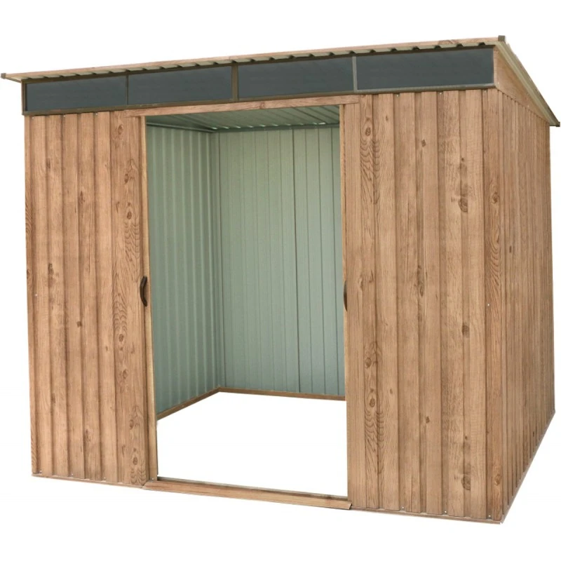 Abri Monopente En Métal Imitation Bois Skylight 4,84m² - DURAMAX + Kit D'ancrage