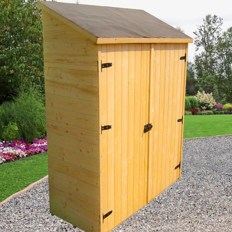 Abri Mural En Bois Brut 0,70m² Avec 3 étagères De Rangement - Habrita – Image 2