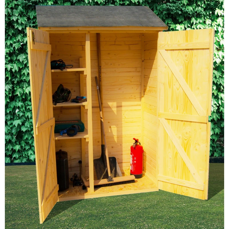 Abri Mural En Bois Brut 0,70m² Avec 3 étagères De Rangement - Habrita – Image 3