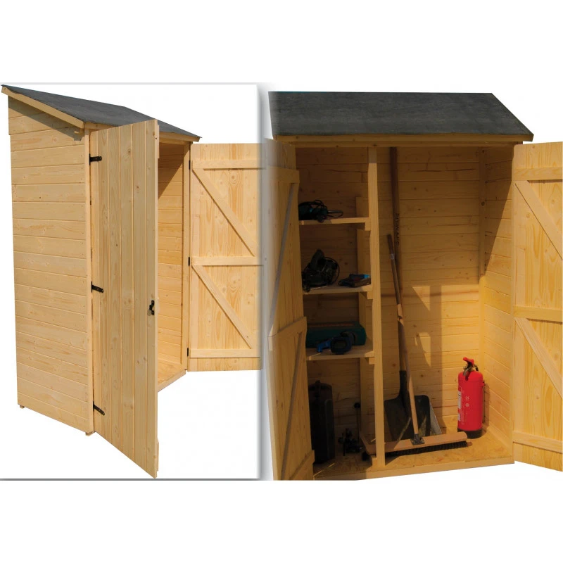 Abri Mural En Bois Brut 0,70m² Avec 3 étagères De Rangement - Habrita – Image 5