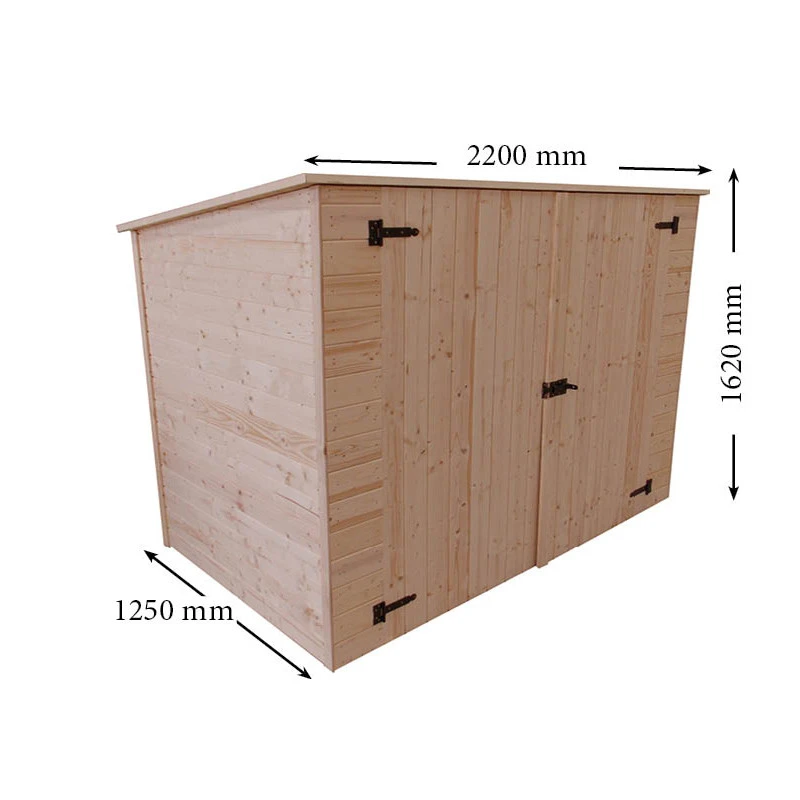 Abri Mural En Bois Brut 2,37m² Avec Large Double Porte - Habrita – Image 2