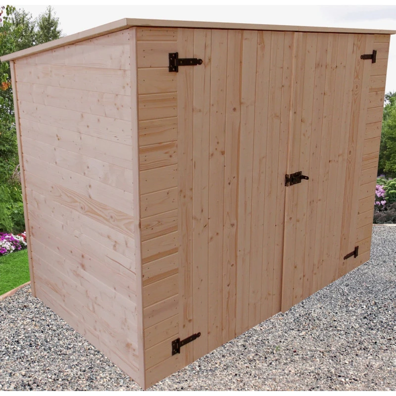 Abri Mural En Bois Brut 2,37m² Avec Large Double Porte - Habrita – Image 3