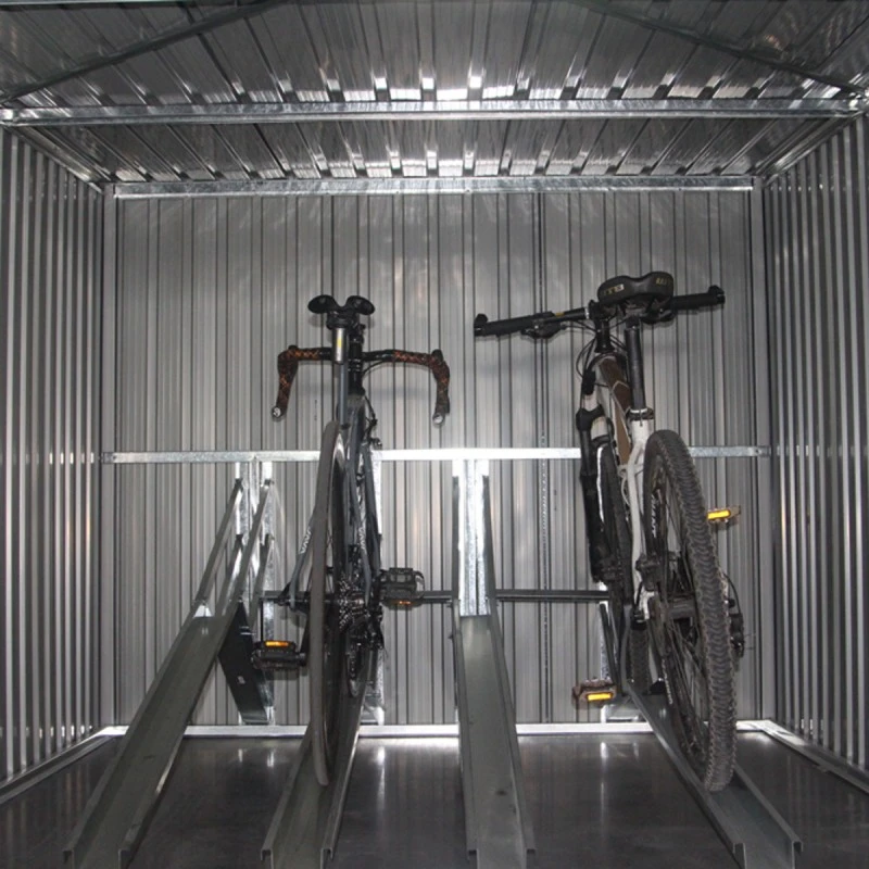 Abri Pour 4 Vélos En Acier Galvanisé Gris Avec Rails De Rangement 4,02m² - Chalet Et Jardin – Image 5