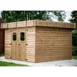 Abri Thalasso 11,22m² En Bois Thermo Traité Toit Plat En Acier HABRITA