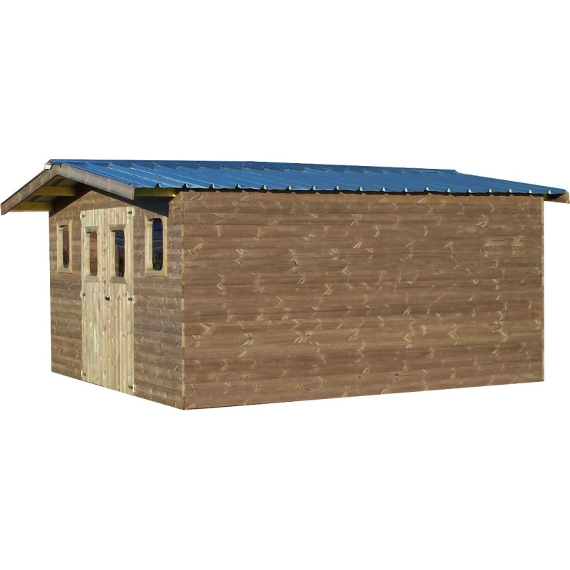 Abri Thermabri 24,30m² En Bois Thermo Traité Toiture En Acier HABRITA – Image 2