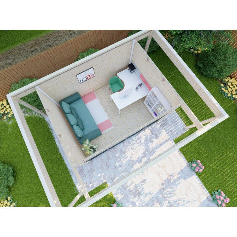 Bureau De Jardin En Bois Massif Avec Terrasse 16,5m² - Madriers 40mm Gardy Shelter – Image 5