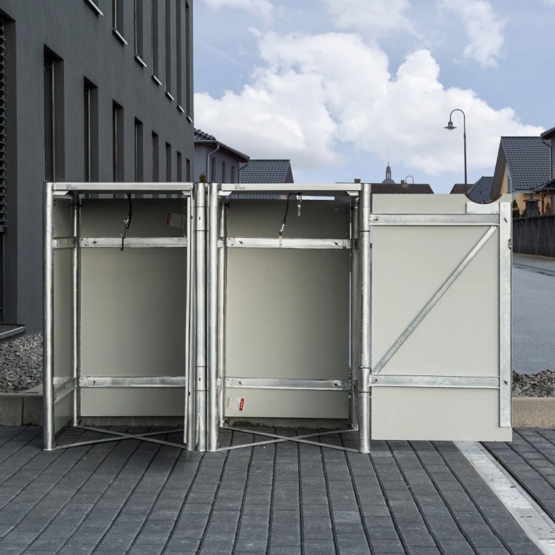 Cache-poubelle 2 Compartiments Müllbox En Aluminium Noir 2x240L – HIDE – Image 3