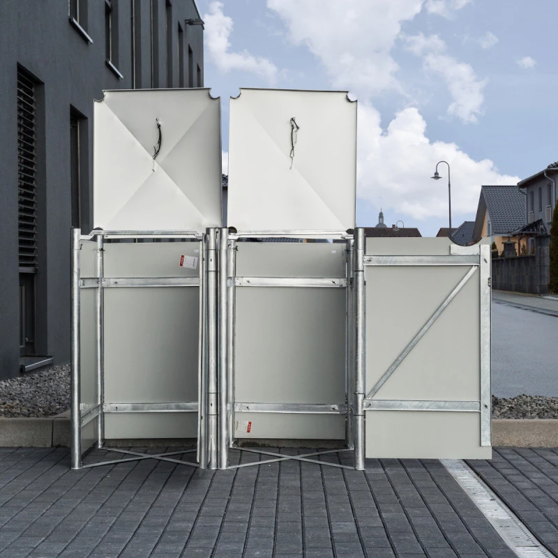 Cache-poubelle 2 Compartiments Müllbox En Aluminium Noir 2x240L – HIDE – Image 4