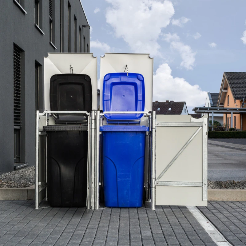 Cache-poubelle 2 Compartiments Müllbox En Aluminium Noir 2x240L – HIDE – Image 6