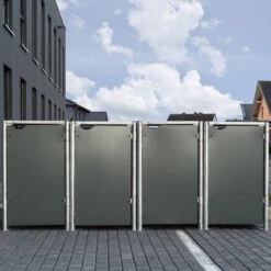 Cache-poubelle 4 Compartiments Müllbox En Aluminium Gris 4x240L – HIDE