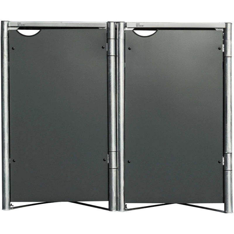 Cache-poubelle 2 Compartiments Müllbox En Aluminium Gris 2x140L – HIDE – Image 2