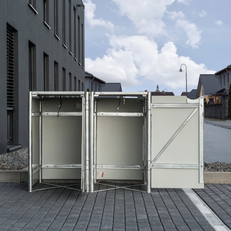 Cache-poubelle 2 Compartiments Müllbox En Aluminium Gris 2x140L – HIDE – Image 6