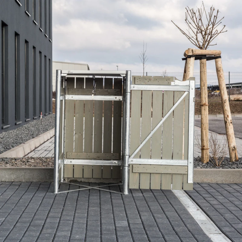 Cache-poubelle Müllbox En Bois Traité Gris 240L – HIDE – Image 5