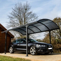 Carport 1 Voiture 14,62m² En Aluminium Et Polycarbonate 6mm ANTI-UV - Habrita