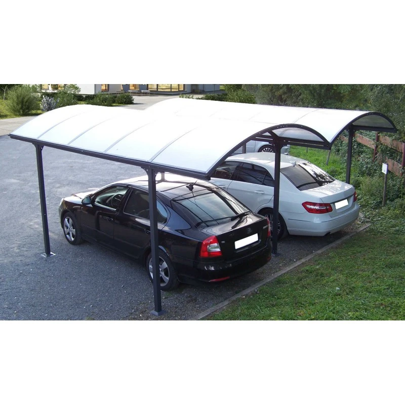 Carport 2 Voitures En Aluminium Et Polycarbonate 6mm ANTI-UV - Habrita – Image 2