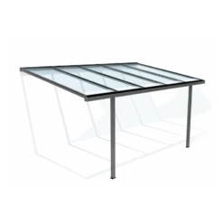 Carport Adossé 300x500cm En Aluminium Blanc H260cm Avec 2 Poteaux MARBELLA - GardenGate