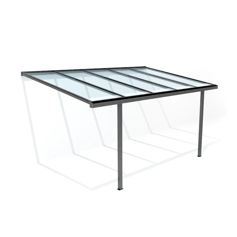 Carport Adossé 300x500cm En Aluminium Blanc H280cm Avec 2 Poteaux MARBELLA - GardenGate