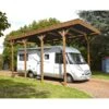 Carport Camping Car 32,40m² En Bois Autoclave Teinté Marron Forest Style